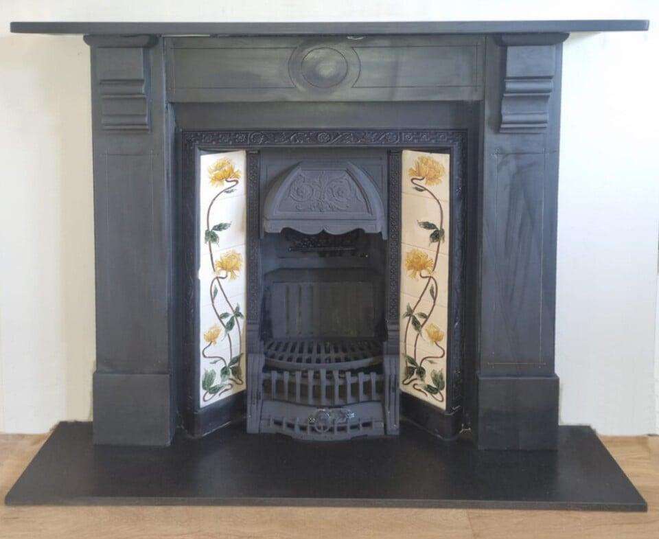 Cold victorian cast iron fireplace